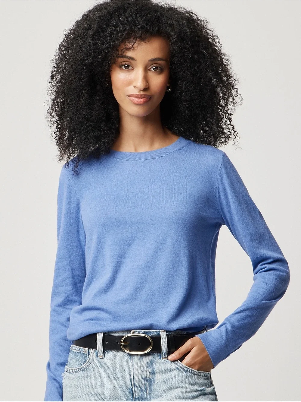 NWT J. Crew Cotton Blue Teddy Crewneck Sweater Sz Small